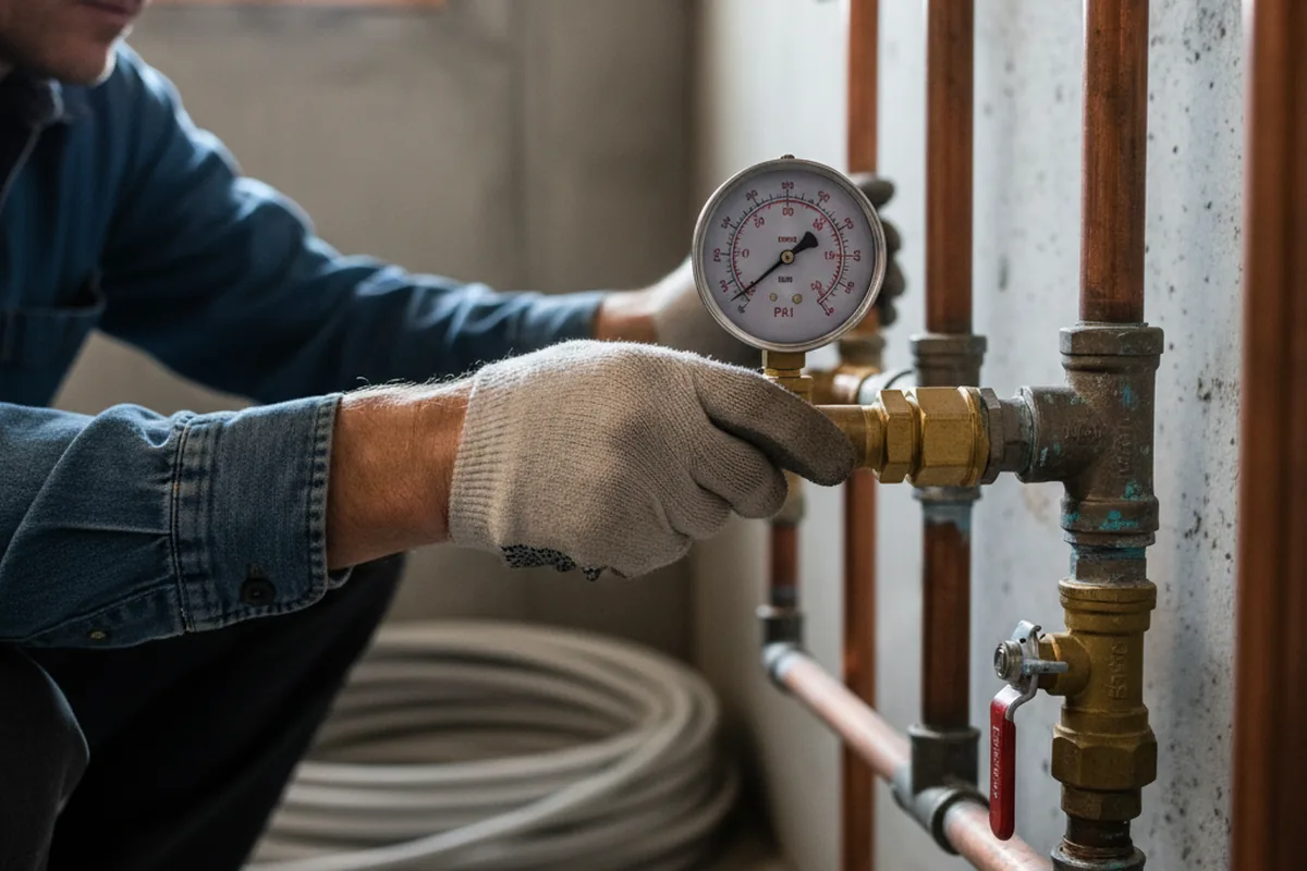 Pressure testing a repaired line during Water Line Repair in Pana