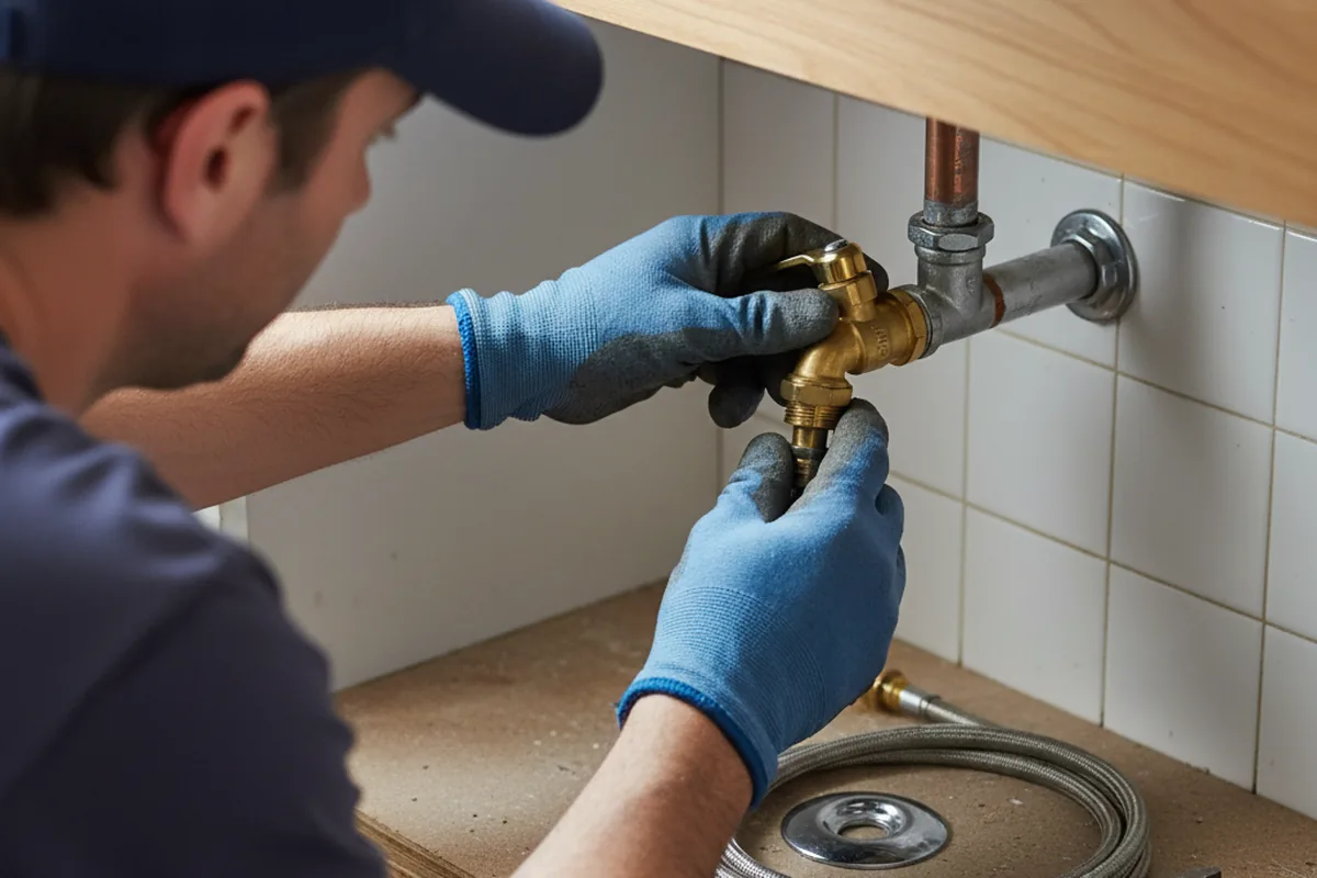 Shutoff valve and fitting work during Faucet and Fixture Repair in Pana